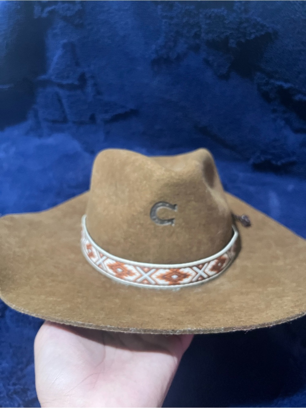 Brown Felt Western Fedora with Embroidered Band